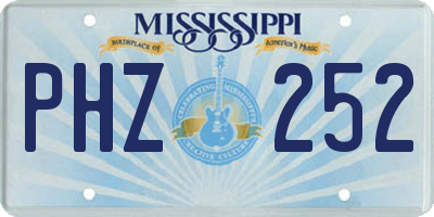 MS license plate PHZ252