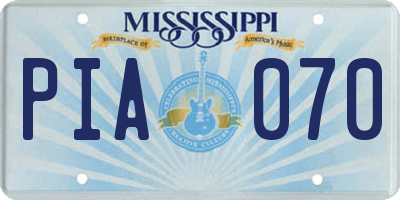 MS license plate PIA070