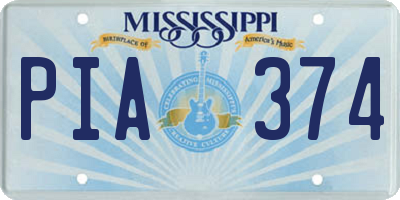 MS license plate PIA374