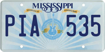 MS license plate PIA535