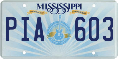 MS license plate PIA603