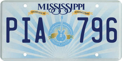 MS license plate PIA796