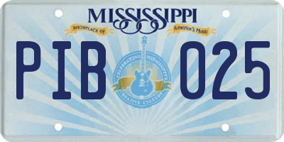 MS license plate PIB025