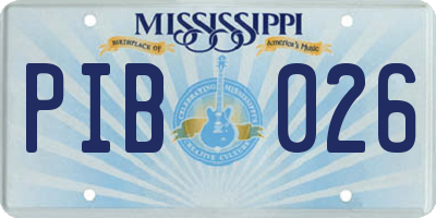 MS license plate PIB026