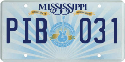 MS license plate PIB031
