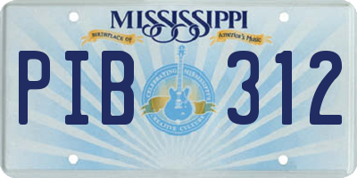 MS license plate PIB312