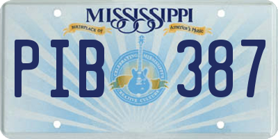 MS license plate PIB387