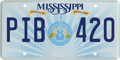 MS license plate PIB420