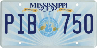 MS license plate PIB750