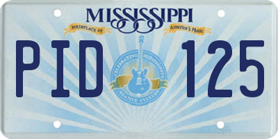 MS license plate PID125