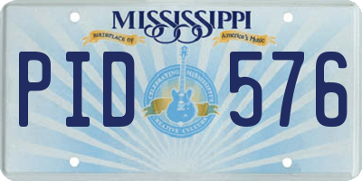 MS license plate PID576