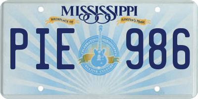 MS license plate PIE986