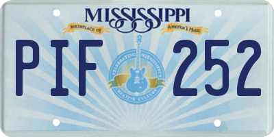 MS license plate PIF252
