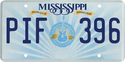 MS license plate PIF396