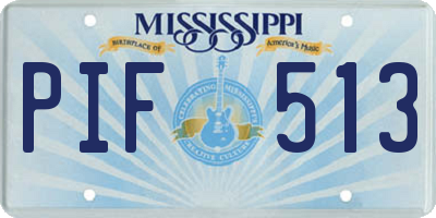 MS license plate PIF513
