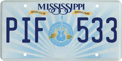 MS license plate PIF533