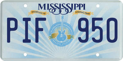 MS license plate PIF950