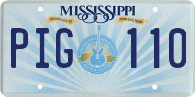 MS license plate PIG110