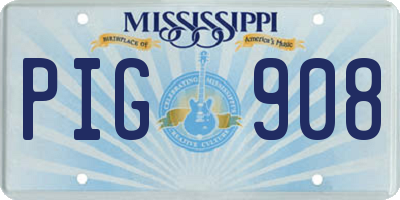 MS license plate PIG908