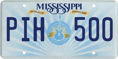 MS license plate PIH500