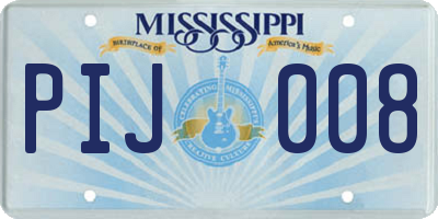 MS license plate PIJ008