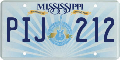 MS license plate PIJ212