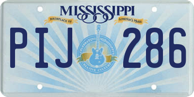 MS license plate PIJ286