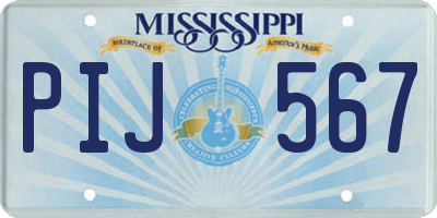 MS license plate PIJ567