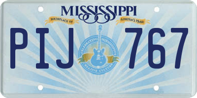 MS license plate PIJ767