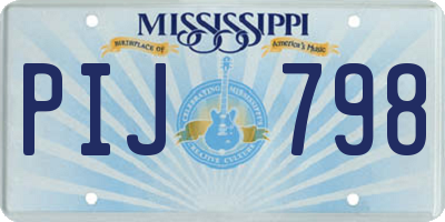 MS license plate PIJ798