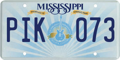 MS license plate PIK073