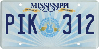 MS license plate PIK312
