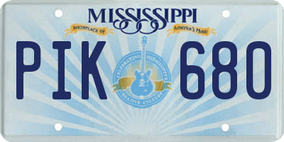 MS license plate PIK680
