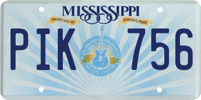 MS license plate PIK756