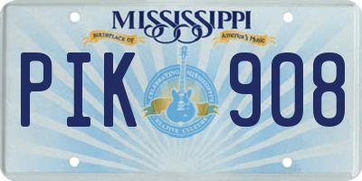 MS license plate PIK908