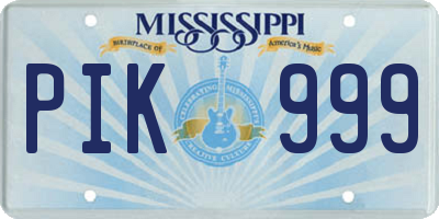 MS license plate PIK999