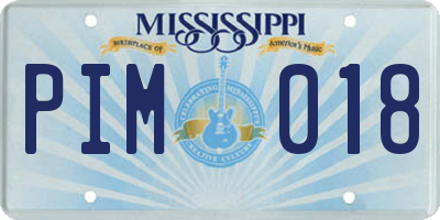 MS license plate PIM018