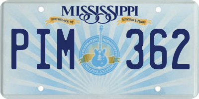 MS license plate PIM362