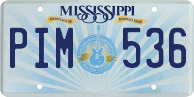 MS license plate PIM536