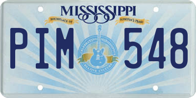 MS license plate PIM548