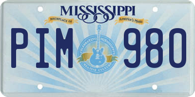 MS license plate PIM980