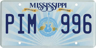 MS license plate PIM996