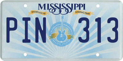 MS license plate PIN313