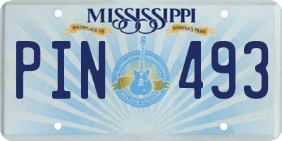 MS license plate PIN493