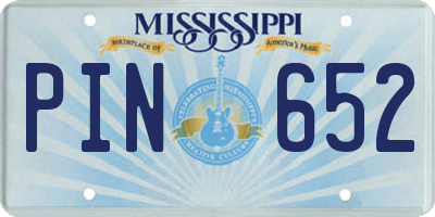 MS license plate PIN652