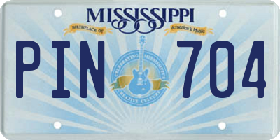 MS license plate PIN704