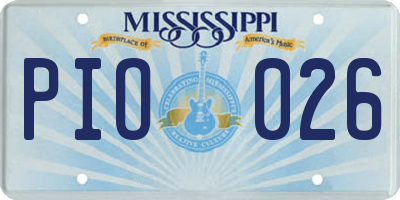 MS license plate PIO026