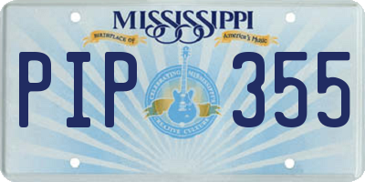 MS license plate PIP355
