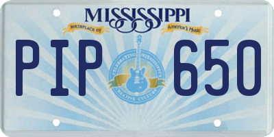 MS license plate PIP650