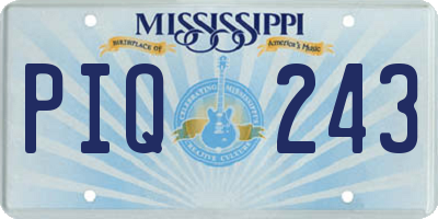 MS license plate PIQ243